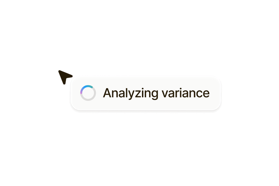 Cursor pointing to a loading indicator with the label “Analyzing variance” in Runway’s AI powered platform