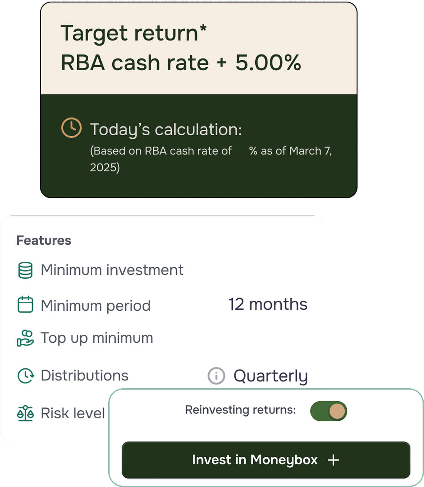 A dashboard showing why moneybox is good