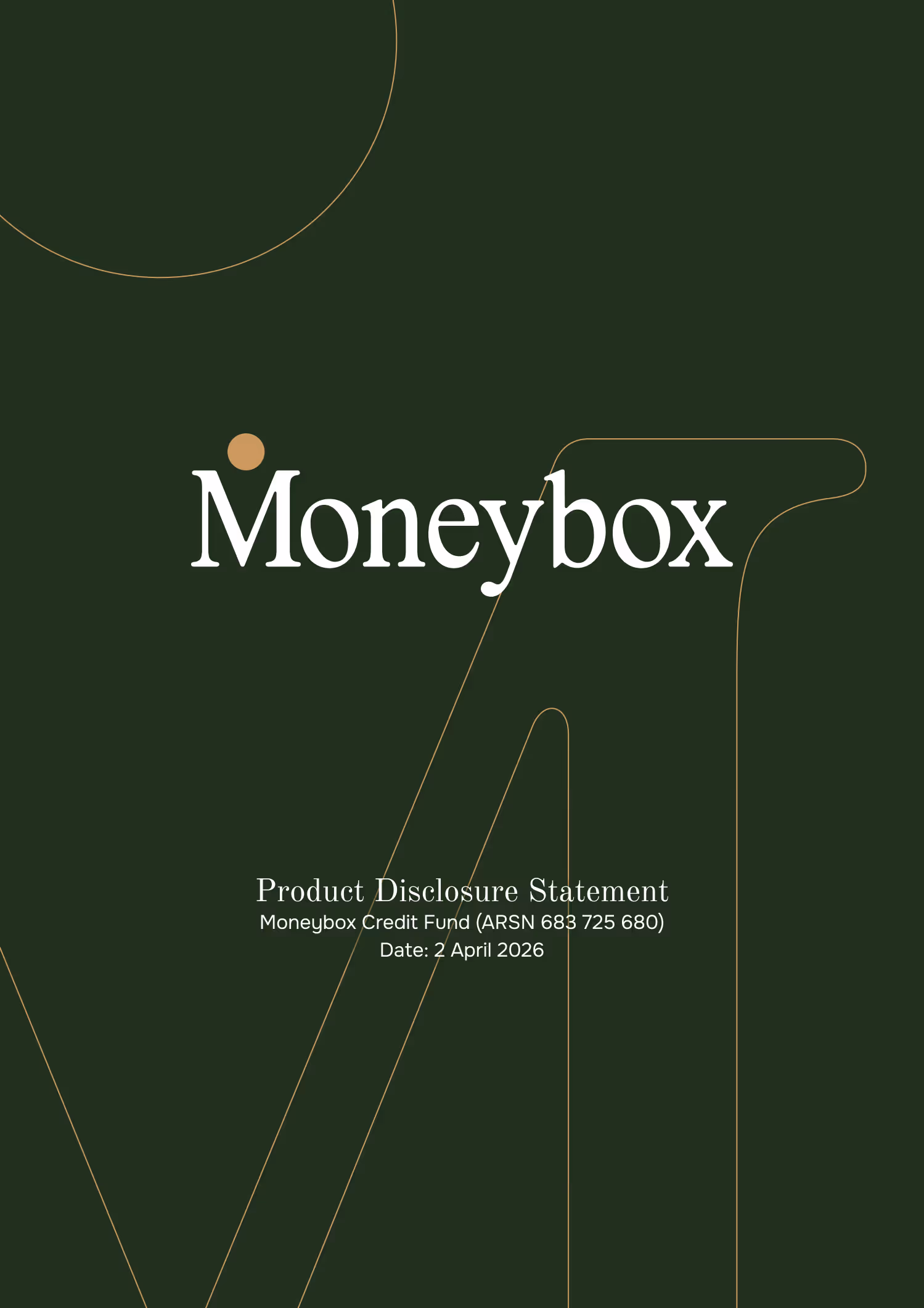 Front cover of the Moneybox Product Disclosure Statement.