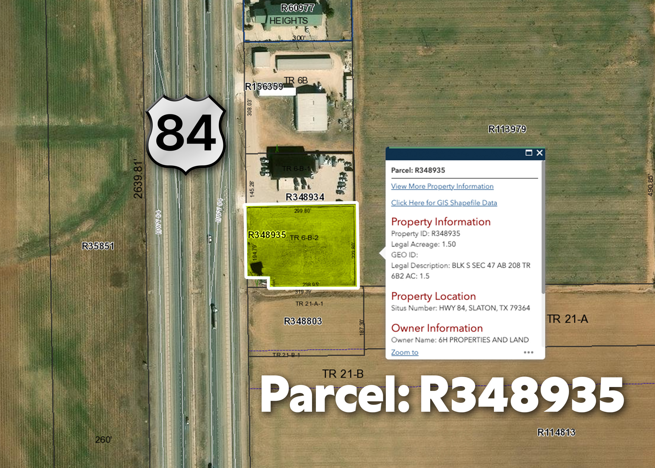 802 N Highway 84 commercial property with Highway 84 frontage in Slaton, Texas