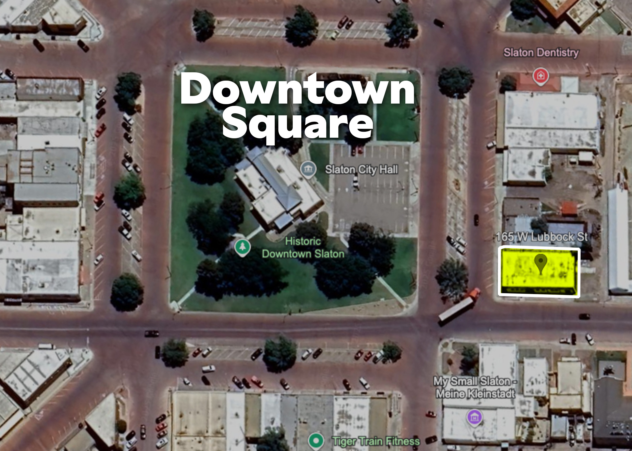 165 W Lubbock Street on the downtown square in Slaton, Texas