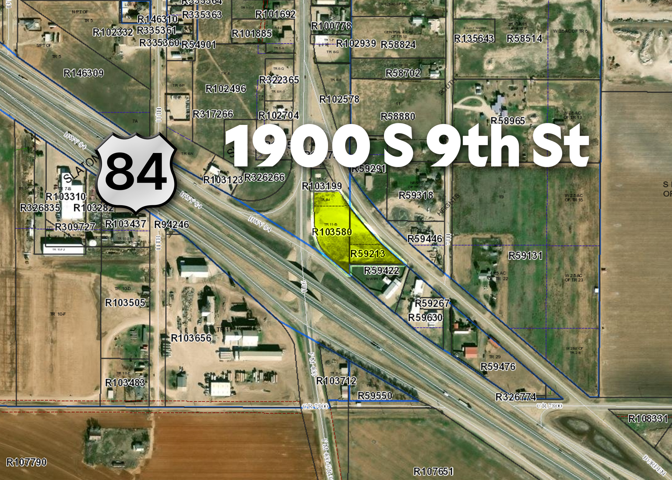 Wide view of Bryan Rose Land at 1900 S 9th Street in Slaton, Texas