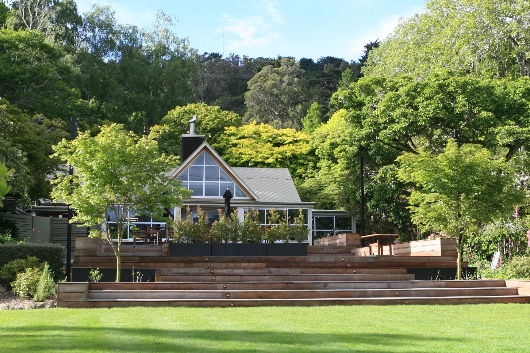 Glenfalloch Gardens looking up at venue.