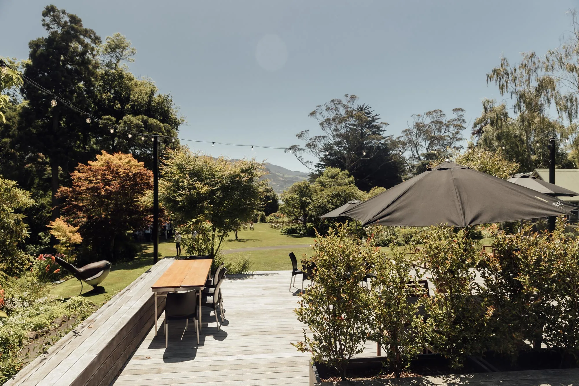 Sunny deck views at Glenfalloch Gardens