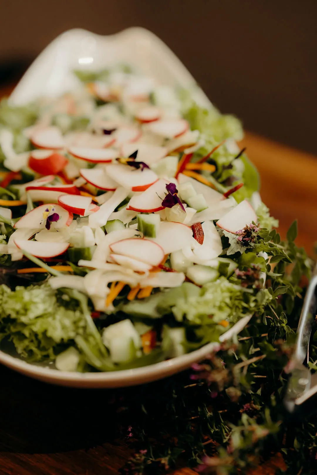 Close up of plate of seasonal food at Glenfalloch