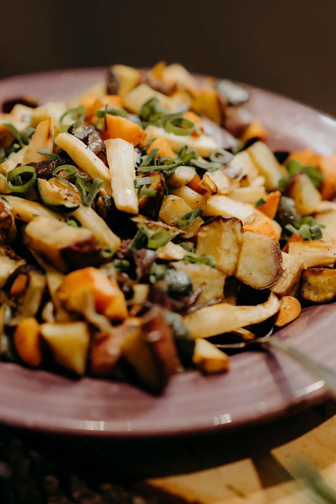 Close up of plate of seasonal food at Glenfalloch