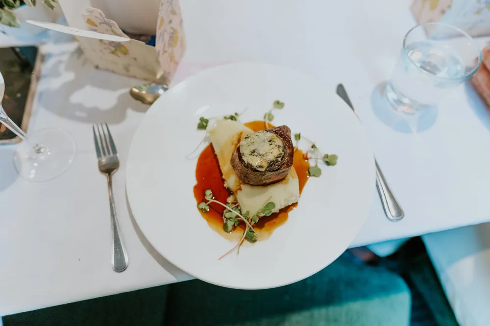 Close up of plate of seasonal food at Glenfalloch