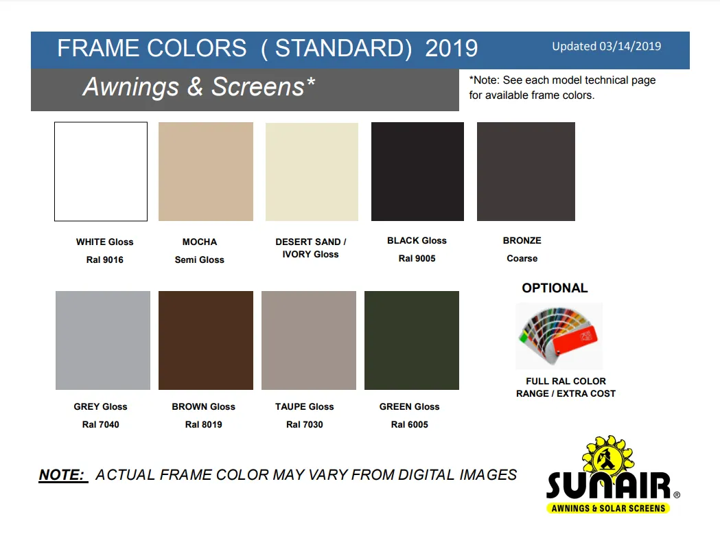 Frame Color (STANDARD) 2019