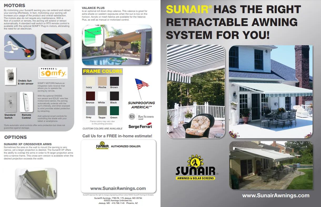 Retractable Awning Brochure Sunair