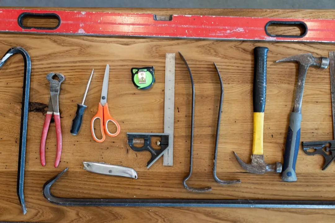 essential tools laid out for the job - garage door torsion spring