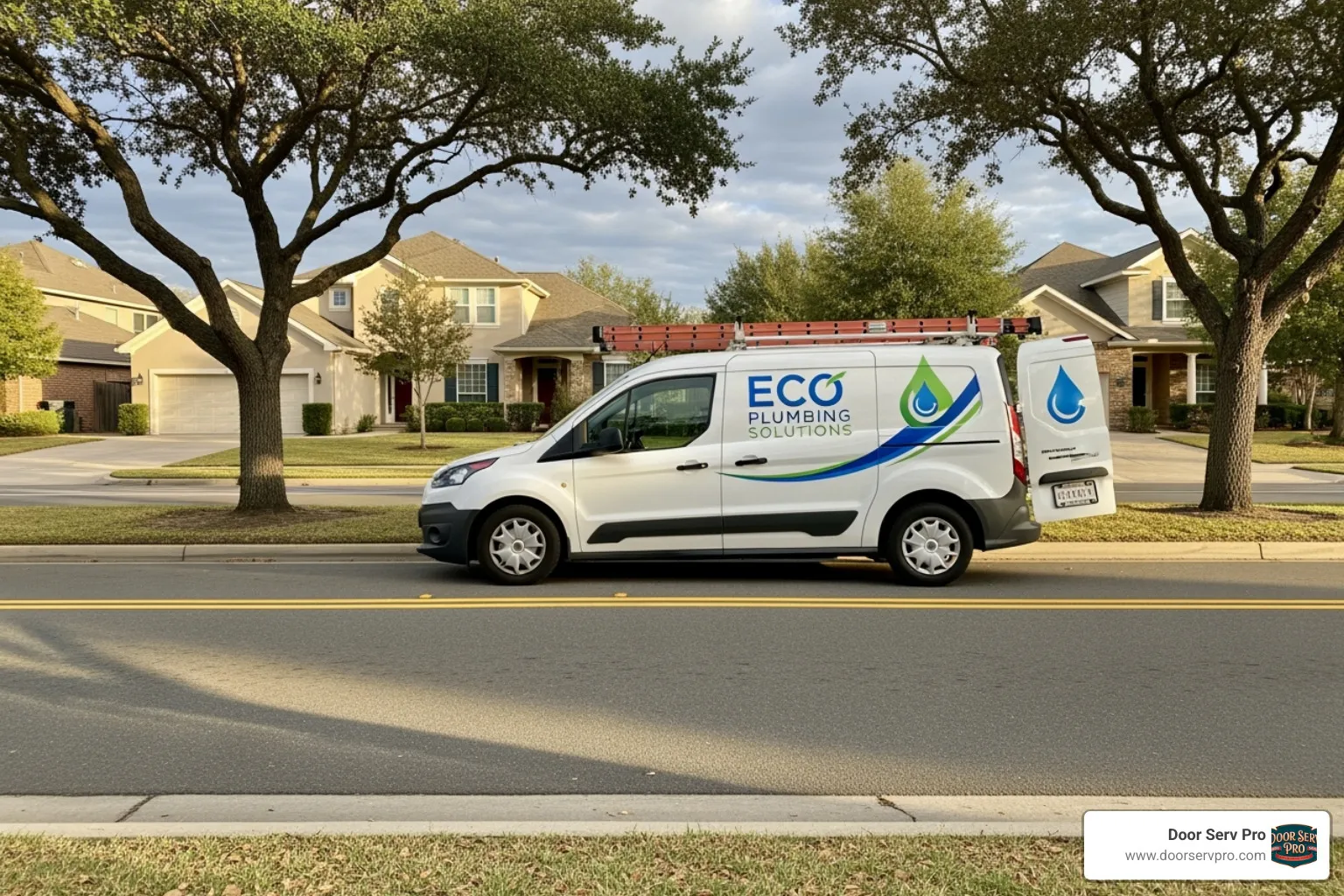 A Door Serv Pro service van in a Loudoun neighborhood - Loudoun garage door repair