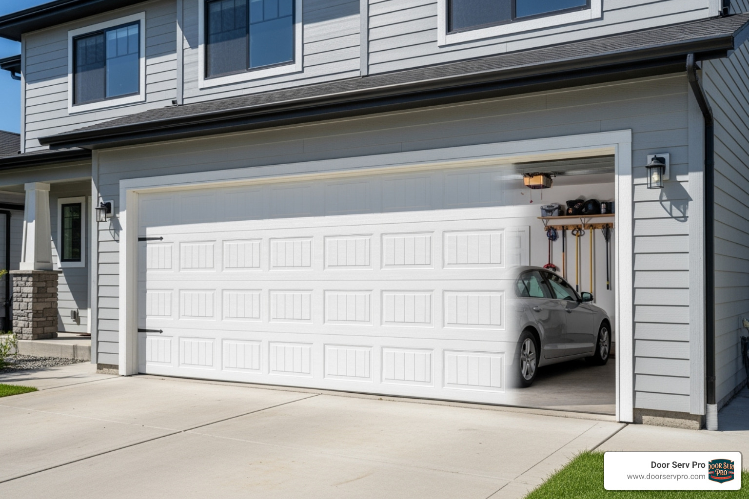 A newly repaired, fully functional garage door - Loudoun garage door repair