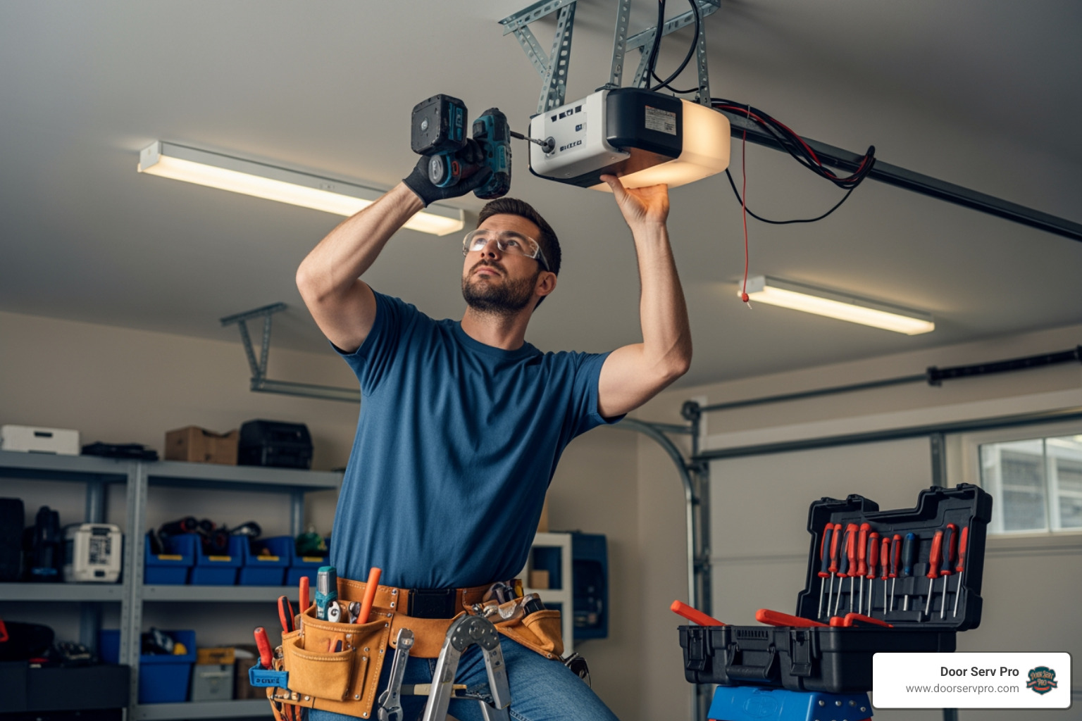 garage door technician installing new opener - garage door repair winchester va garage door technician installing new opener - garage door repair winchester va