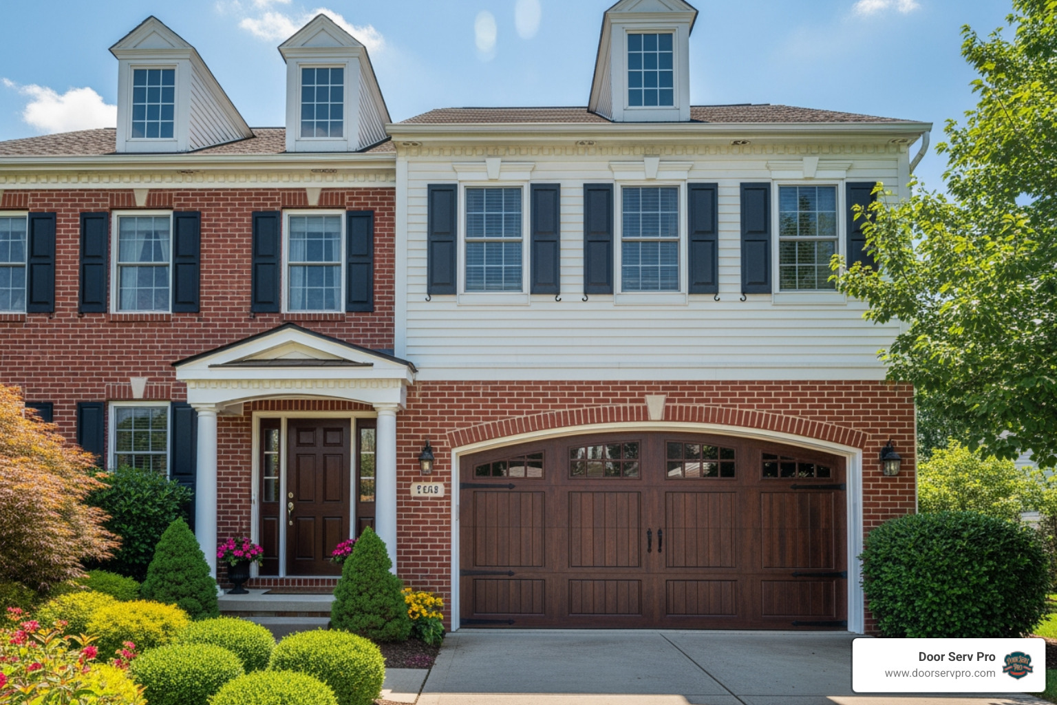 a beautiful Winchester-area home with a custom garage door that is the clear focal point - "I'm looking for a company that can create and install a unique, custom garage door in Winchester, VA. a beautiful Winchester-area home with a custom garage door that is the clear focal point - "I'm looking for a company that can create and install a unique, custom garage door in Winchester, VA.