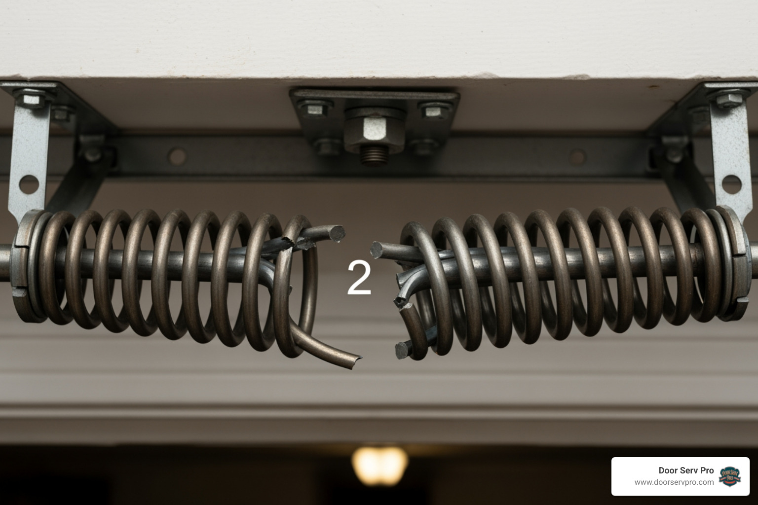 image of a broken torsion spring with a clear 2-inch gap - broken garage door spring winchester va
