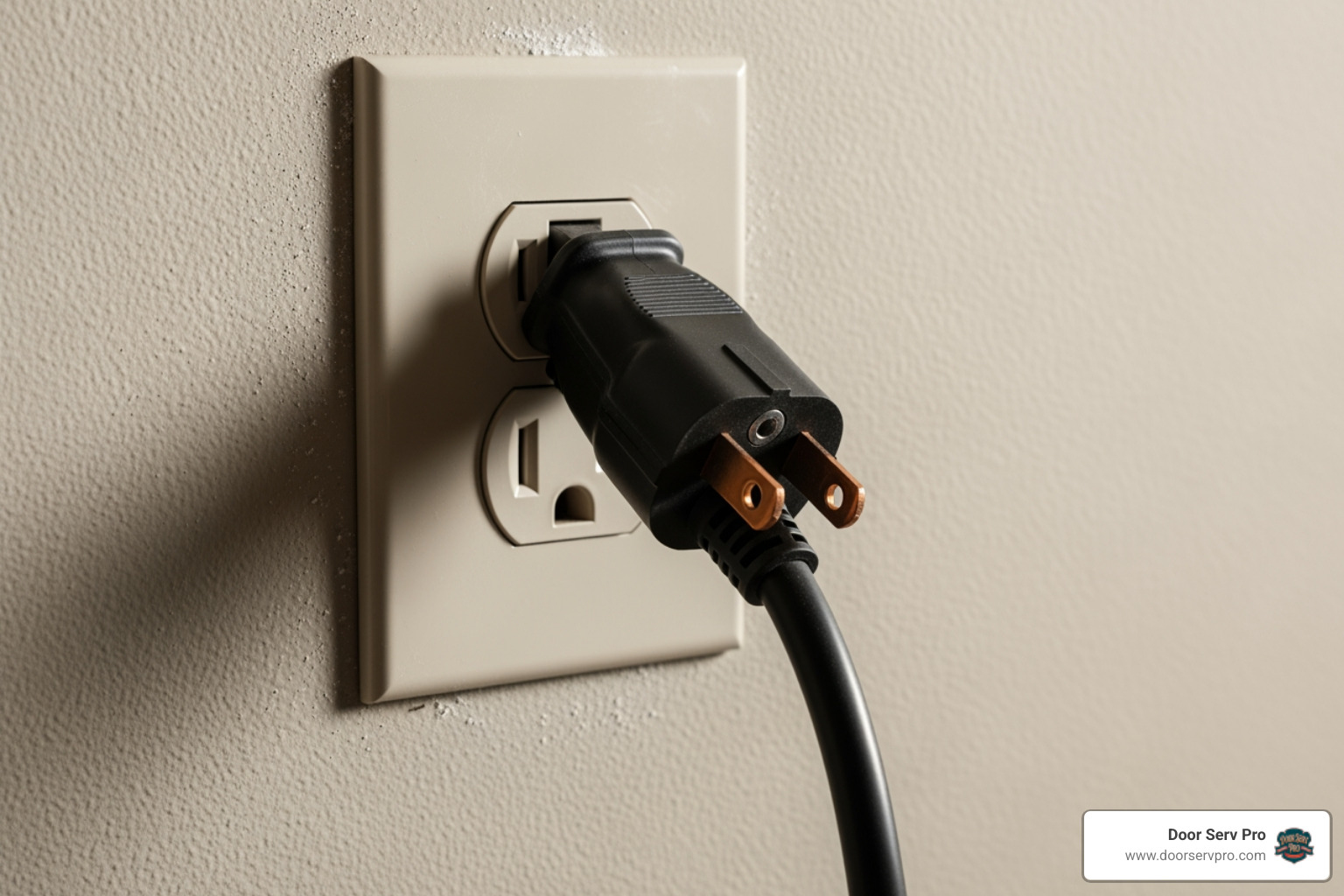 of a disconnected garage door opener plug - emergency garage door cable snapped repair inwood wv