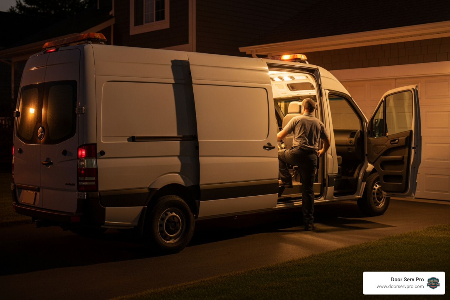 Professional service van with "24/7 Emergency Service" branding - 24 hour garage door motor failure repair winchester va Professional service van with "24/7 Emergency Service" branding - 24 hour garage door motor failure repair winchester va