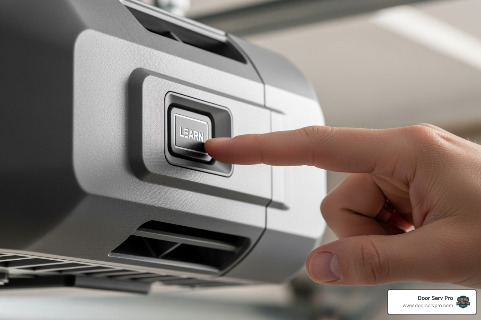hand pressing the 'Learn' button on a garage door opener - garage door remote not working chambersburg pa
