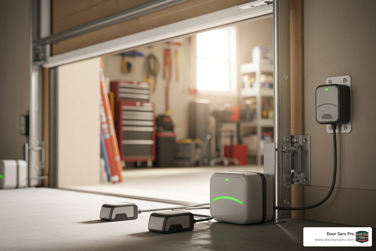 garage door safety sensors near the track - garage door not opening