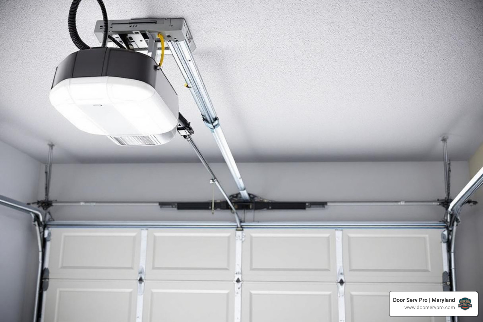 Infographic showing the main components of a garage door system including torsion springs at the top, extension springs along the sides, garage door opener motor mounted on the ceiling, steel cables running vertically, door rollers in the tracks, hinges between panels, photo-eye safety sensors at the bottom, and the control panel on the wall - garage door repair in frostburg md Infographic showing the main components of a garage door system including torsion springs at the top, extension springs along the sides, garage door opener motor mounted on the ceiling, steel cables running vertically, door rollers in the tracks, hinges between panels, photo-eye safety sensors at the bottom, and the control panel on the wall - garage door repair in frostburg md