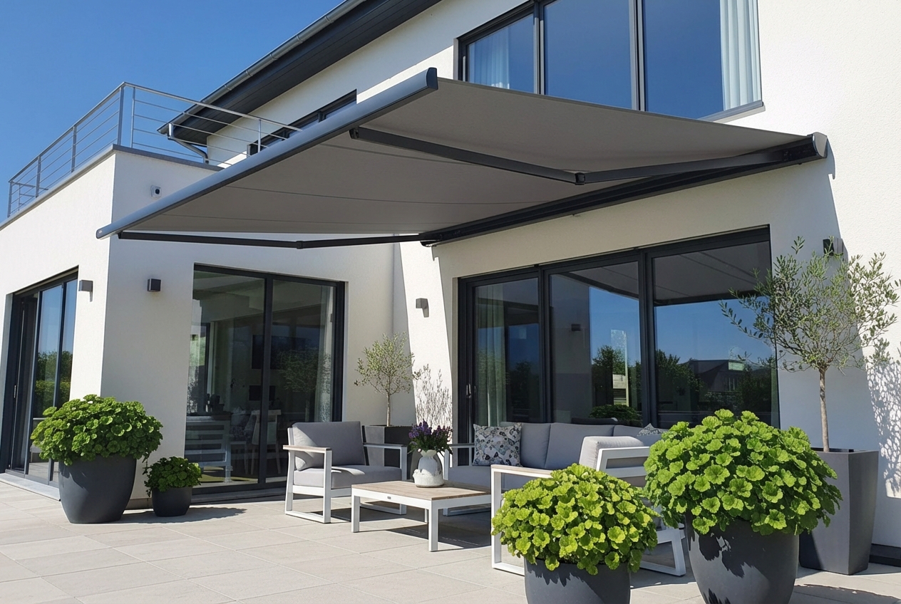 infographic showing 5 key benefits of new awning installation: 1. Energy Savings - reduce cooling costs by blocking solar heat gain, 2. UV Protection - prevent furniture and flooring from fading, 3. Enhanced Curb Appeal - boost home value with modern design, 4. Expanded Living Space - create comfortable shaded outdoor areas, 5. Weather Protection - shield from sun rain and light snow - awning replacement in inwood wv