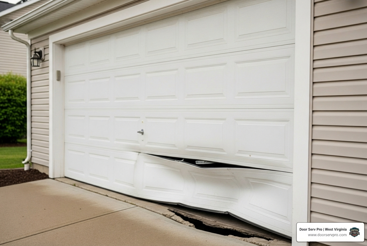 Infographic describing common overhead garage door problems and signs of repair - overhead garage door repair in shepherdstown wv