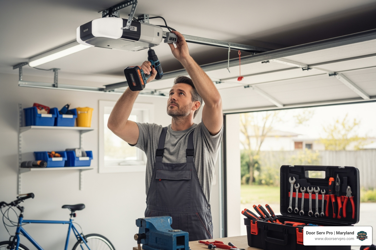 Infographic showing the garage door opener replacement process - garage door opener replacement in frederick md