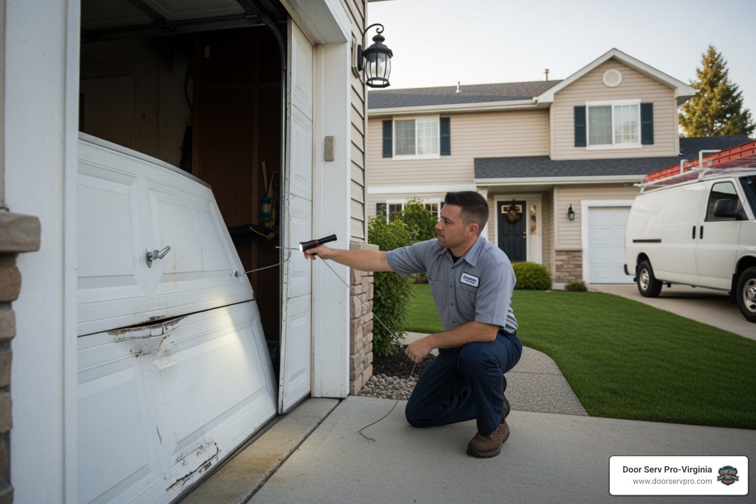 infographic showing the top 5 garage door problems in front royal homes: broken torsion springs causing door to be heavy or stuck, frayed cables creating safety hazards, misaligned tracks making doors jam, malfunctioning openers with grinding noises or no response, and damaged panels affecting security and curb appeal, with simple visual icons for each issue - affordable garage door repair in front royal, va infographic showing the top 5 garage door problems in front royal homes: broken torsion springs causing door to be heavy or stuck, frayed cables creating safety hazards, misaligned tracks making doors jam, malfunctioning openers with grinding noises or no response, and damaged panels affecting security and curb appeal, with simple visual icons for each issue - affordable garage door repair in front royal, va