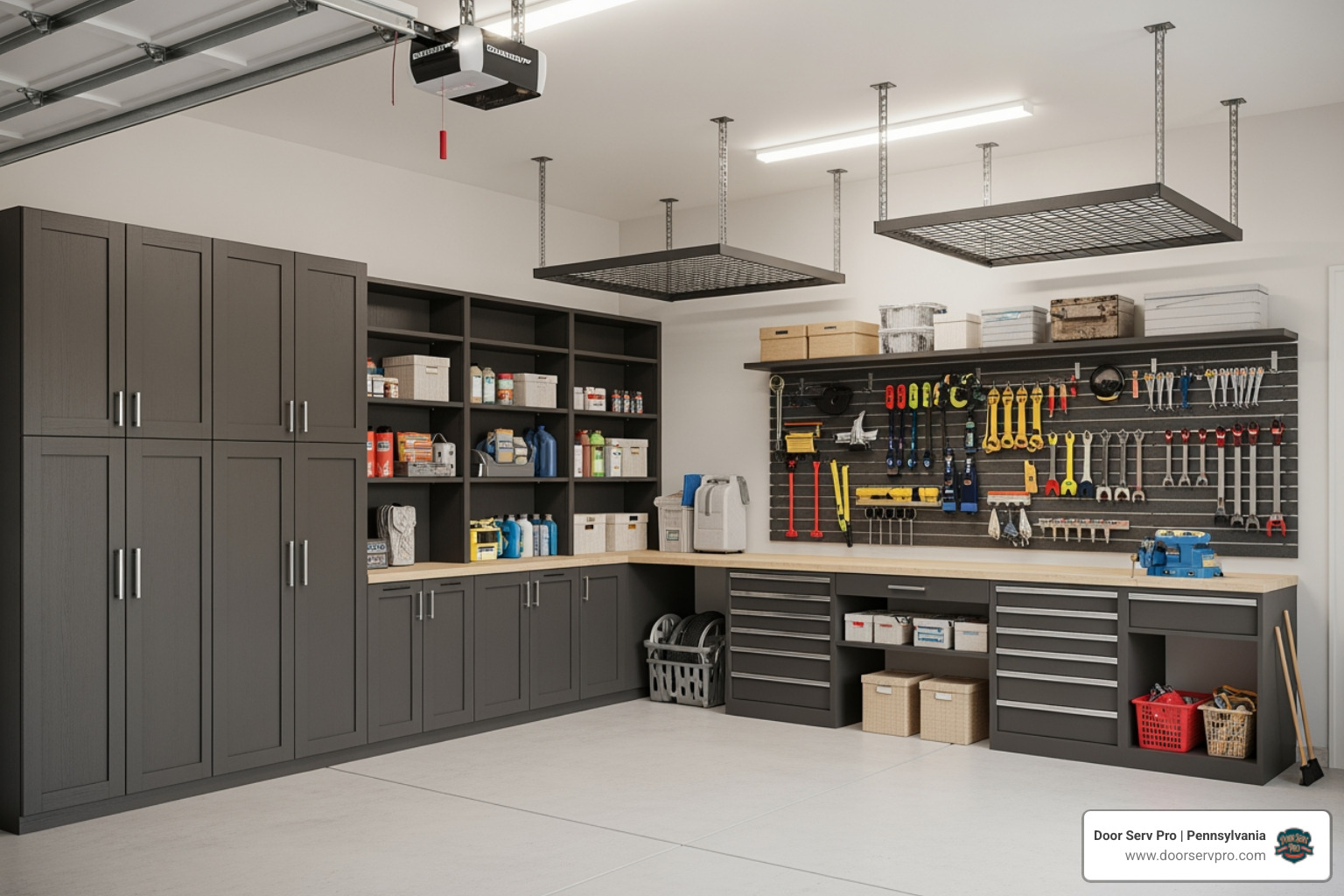infographic showing garage storage solution types including cabinets, overhead racks, slatwall systems, shelving units, and workbenches with their key benefits and space utilization percentages - garage storage solutions in waynesboro pa infographic showing garage storage solution types including cabinets, overhead racks, slatwall systems, shelving units, and workbenches with their key benefits and space utilization percentages - garage storage solutions in waynesboro pa
