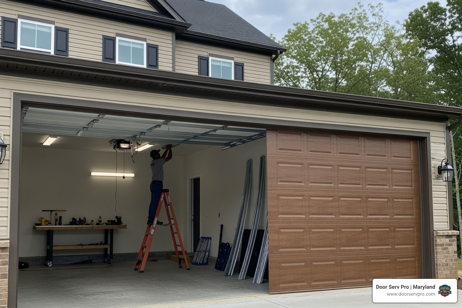 Infographic explaining the benefits of a new garage door opener, including enhanced security, improved safety with sensors, smart connectivity for remote access, and quiet operation with various drive types, all leading to increased convenience for homeowners. - garage door opener installation in cresaptown md