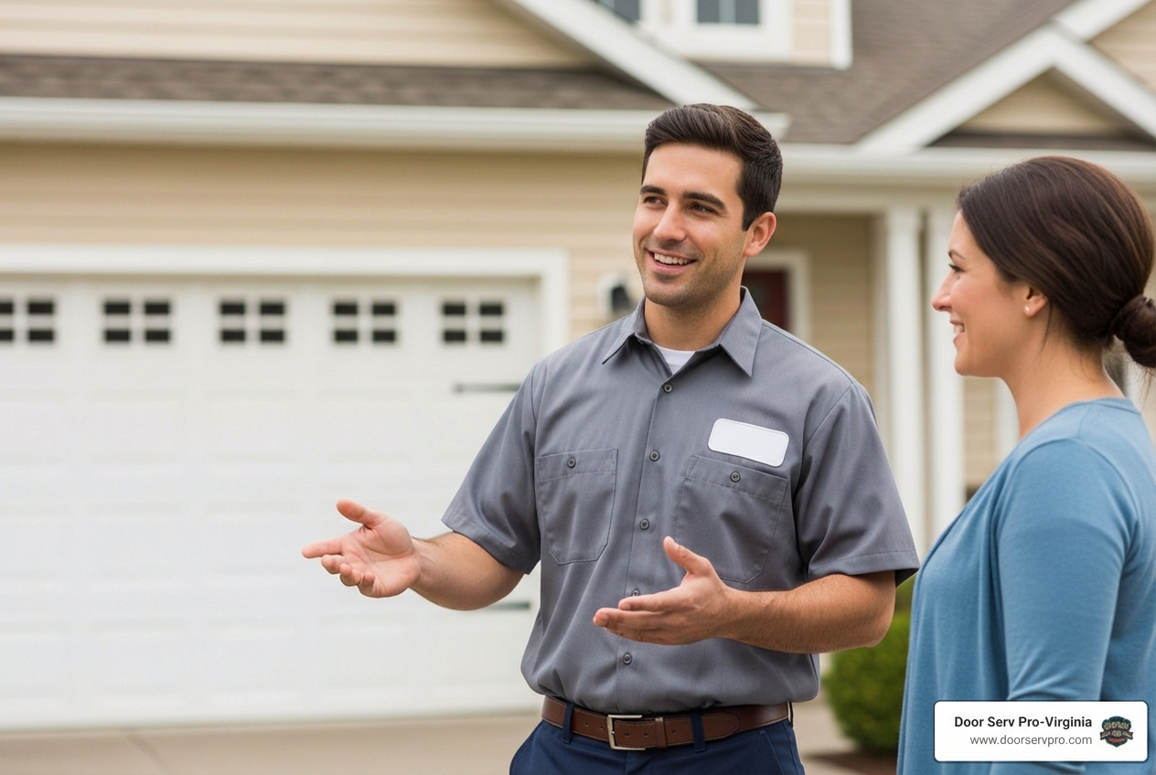 Infographic detailing key factors for choosing the best overhead garage door repair service, including experience, emergency availability, and customer satisfaction. - best overhead garage door repair in middletown, va