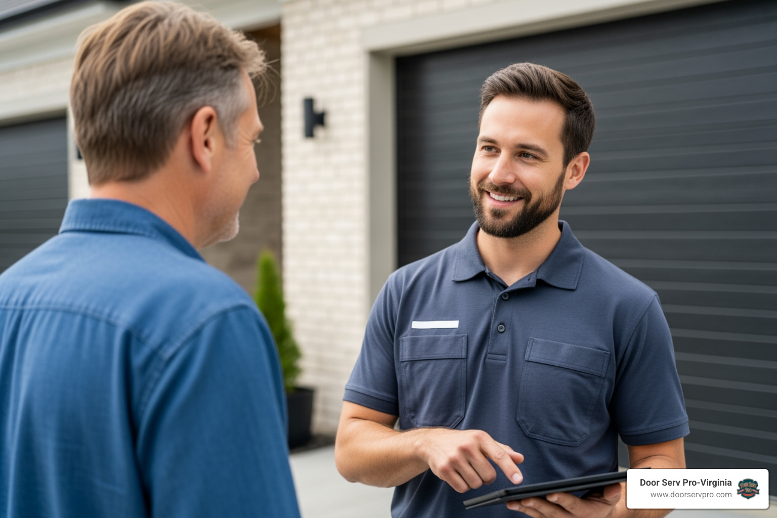 Infographic showing the selection criteria for a reliable garage door contractor in Middletown VA, including local presence with 24/7 emergency service, verified credentials and licensing, comprehensive service offerings from repair to installation, 20+ years of experience, customer satisfaction guarantees, and transparent pricing with free estimates - garage door service contractor in middletown, va