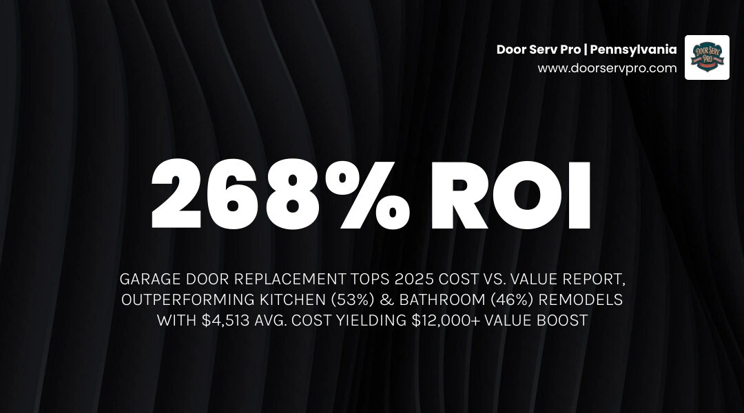 Infographic showing 2025-2026 Cost vs. Value rankings for garage door replacement ROI vs. kitchen and bathroom remodels Infographic showing 2025-2026 Cost vs. Value rankings for garage door replacement ROI vs. kitchen and bathroom remodels