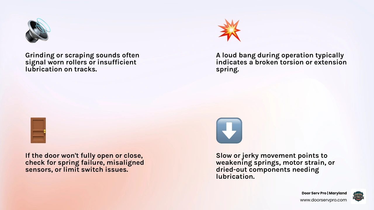 infographic showing common garage door warning signs and their causes infographic infographic showing common garage door warning signs and their causes infographic