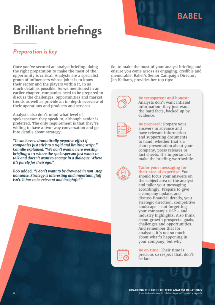 Analyst relations whitepaper page - brilliant briefings