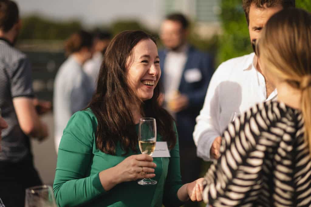 Cristina Hlinschi smiles at the Babel PR UpOntheRoof Party 2023