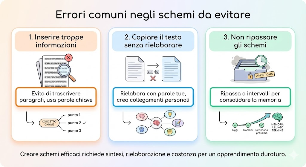 quali sono gli errori da evitare quando fai uno schema