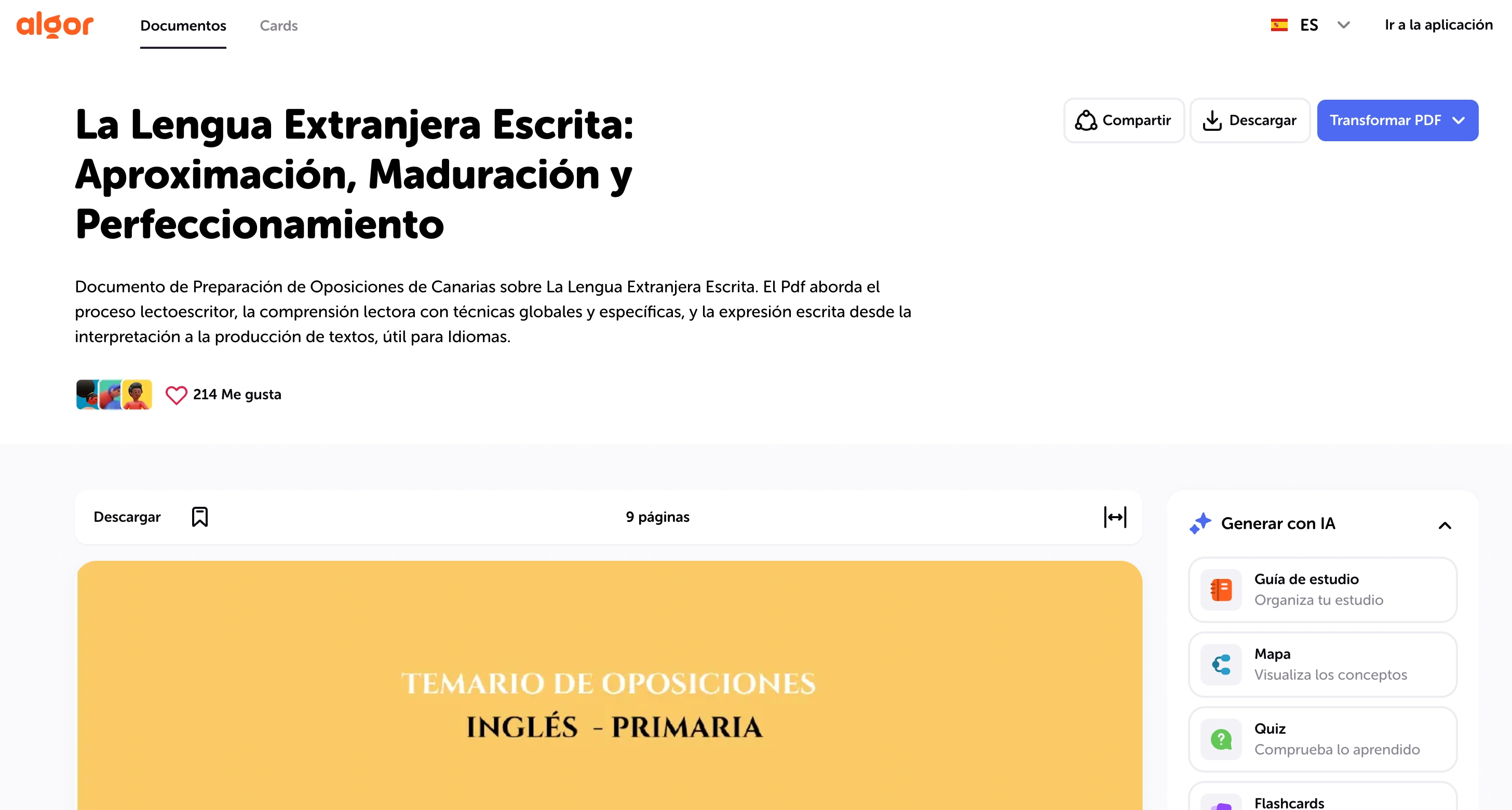 temario de oposicion en la algor library