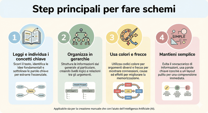 I passaggi fondamentali per creare schemi efficaci e facili da ricordare.