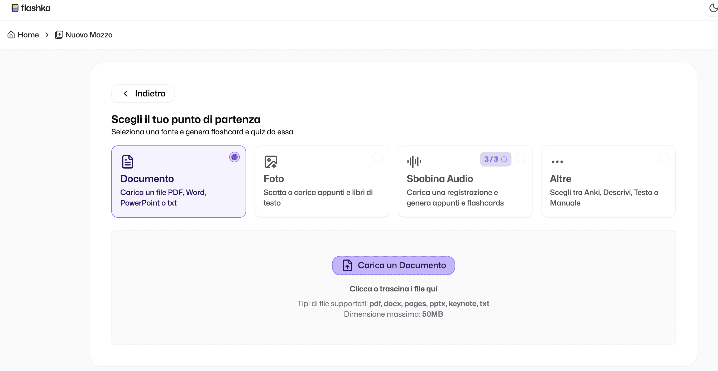 Crea le tue flashcard con Flashka