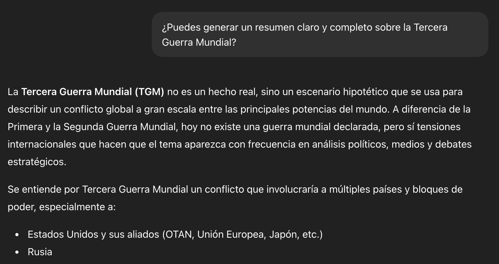 ChatGPT genera un resumen claro y estructurado a partir del mismo texto de entrada.