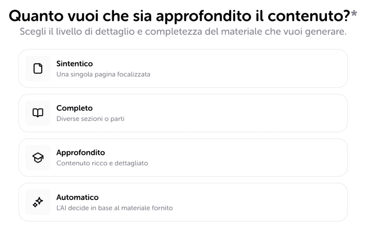 Algor ti crea contenuti a partire dai tuoi materiali e in base alle tue esigenze e necessità, o in base al corso e livello di studio