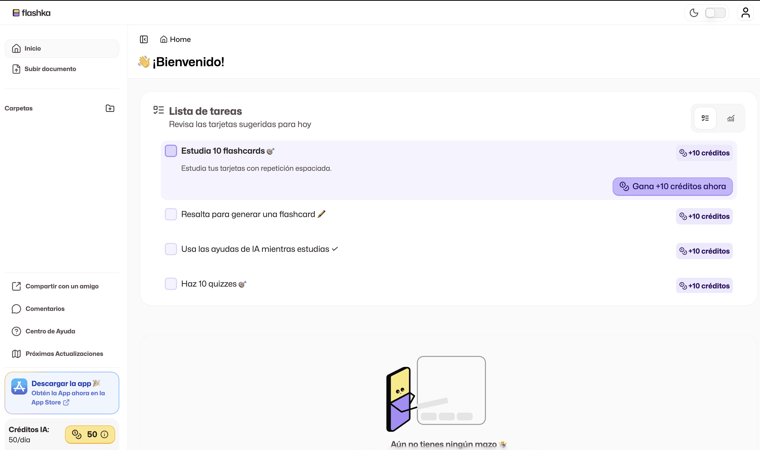 Flashka es una aplicación centrada en el estudio con flashcards.