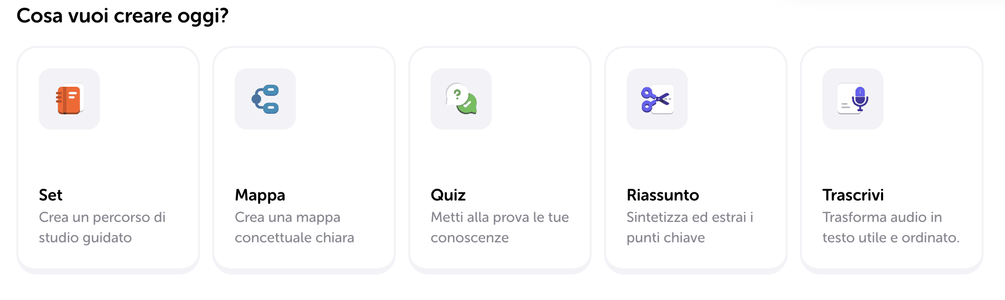 Crea quiz, mappe concettuali, quiz, riassunti e trascrizioni con Algor
