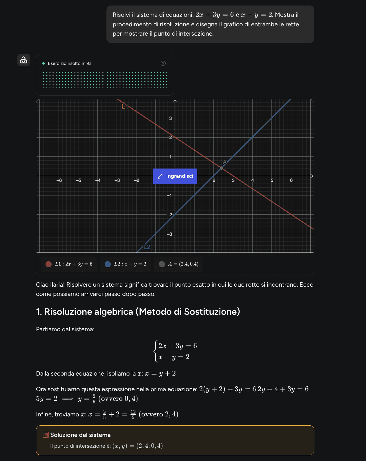 Esempio di risoluzione esercizio con Astra AI.