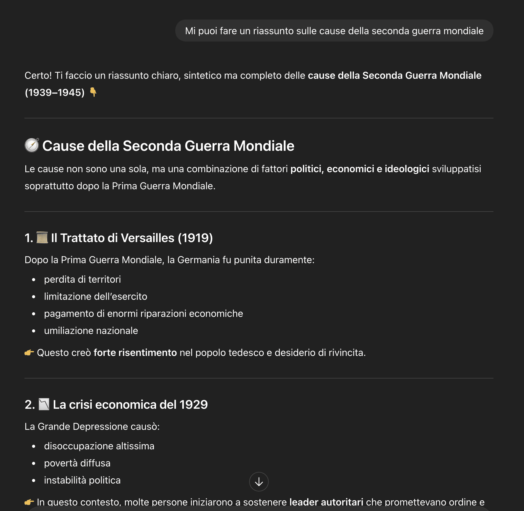 Esempio di riassunto generato con ChatGPT: utile per partire, ma da integrare con strumenti di studio più strutturati.