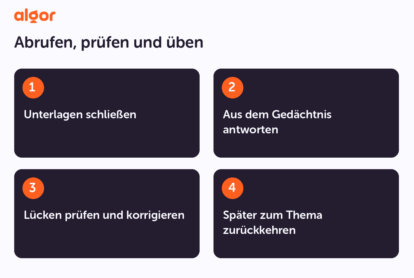 Der Abrufzyklus: selbst erinnern, prüfen und korrigieren.