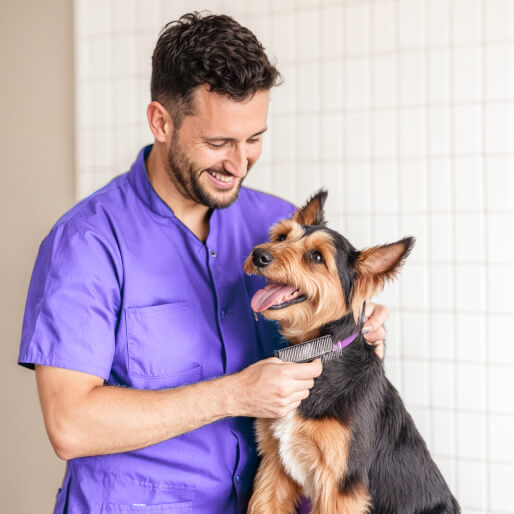 Vet Smiling With Dog Pawcare Webflow Template | Brix Template