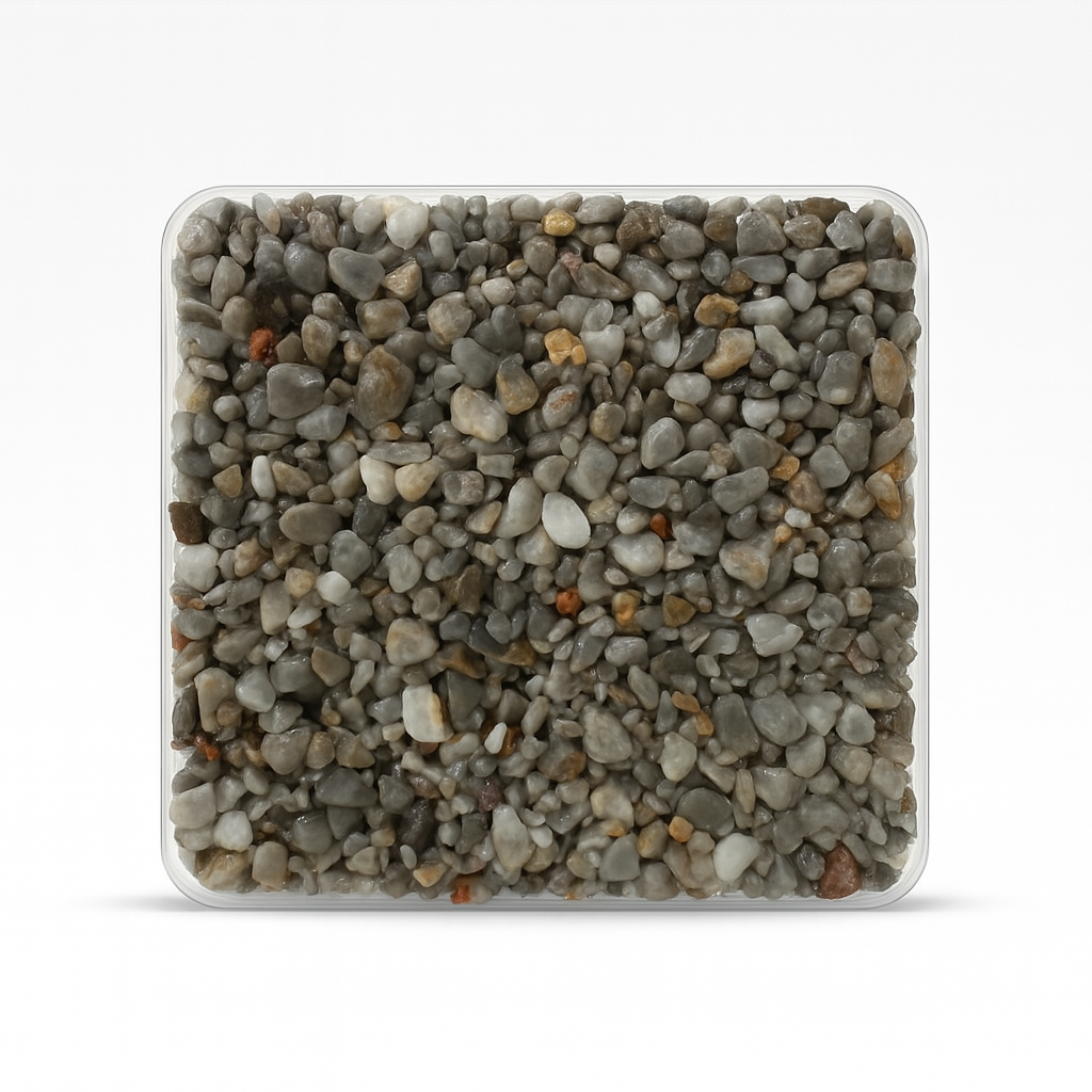 RC-01 Grey Mix – a blend of light and dark grey natural stones in a seamless resin-bound finish.