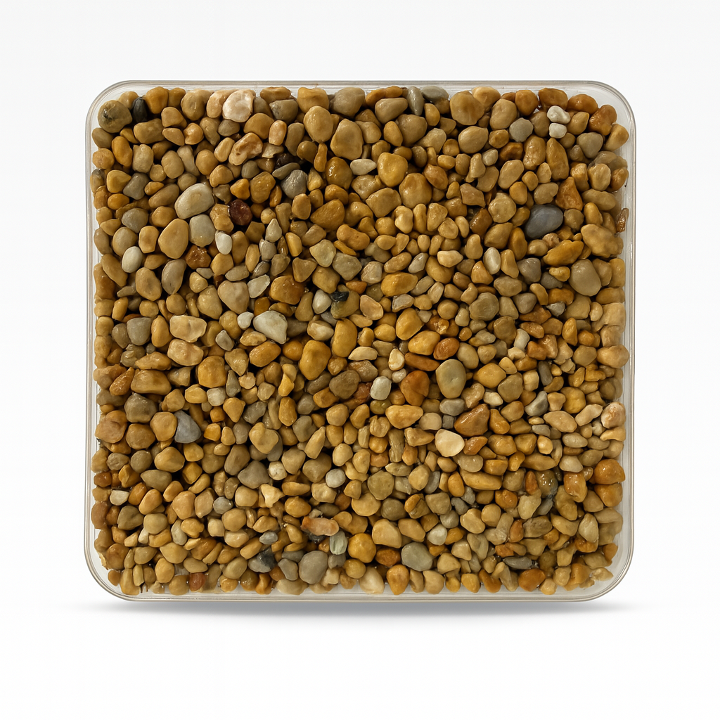 RC-06 Golden Pebble – warm golden-brown natural pebbles with smooth surface and natural variation.